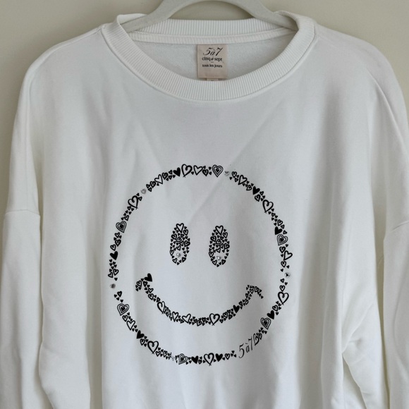 cinq a sept Sweaters - Cinq à Sept Smiley Face Sweatshirt White – Size M – NWT